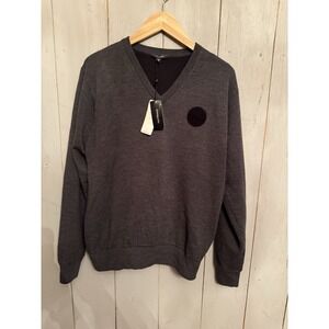 Turtleson‎ Lined Extra Fine Merino Wool Grey V-neck Sweater Men Sz-S NWT's 275$